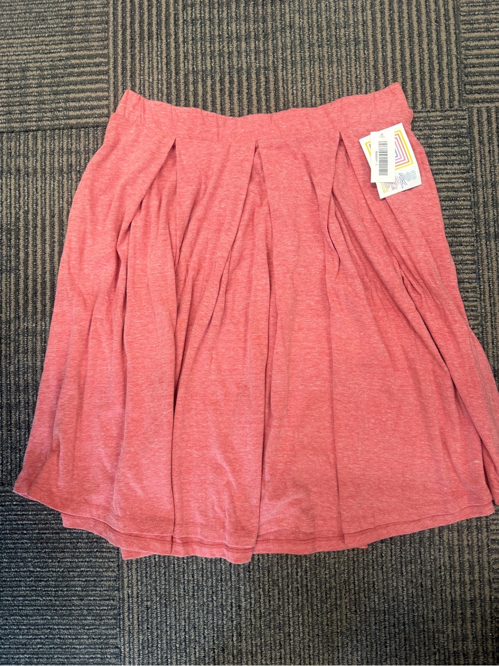 NWT LuLaRoe Madison Heathered Red Pleated Midi Skirt Sz Large